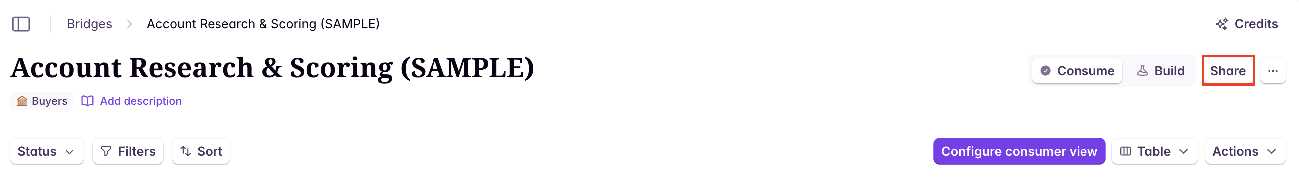 Sharing a bridge with specific users (step 1)