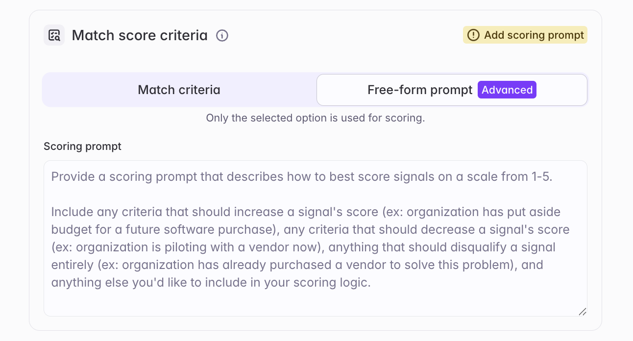 Free-form scoring prompt