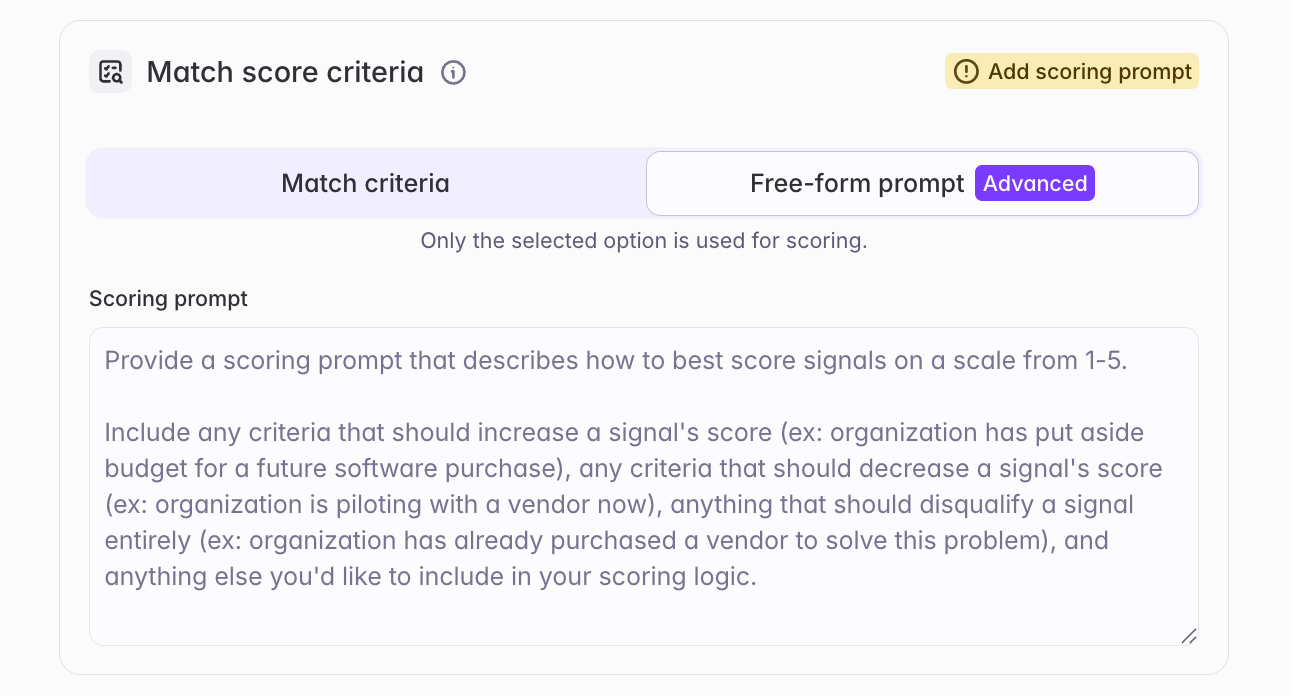 Free-form scoring prompt