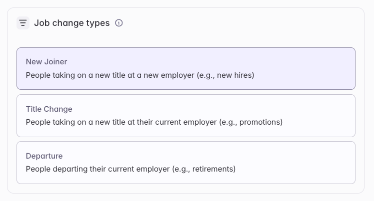 Selecting which job change types to track