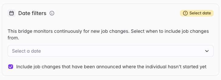 Setting the date range for job changes