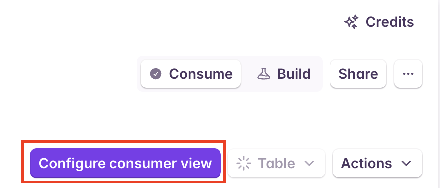 Consume view menu with Configure consumer view option