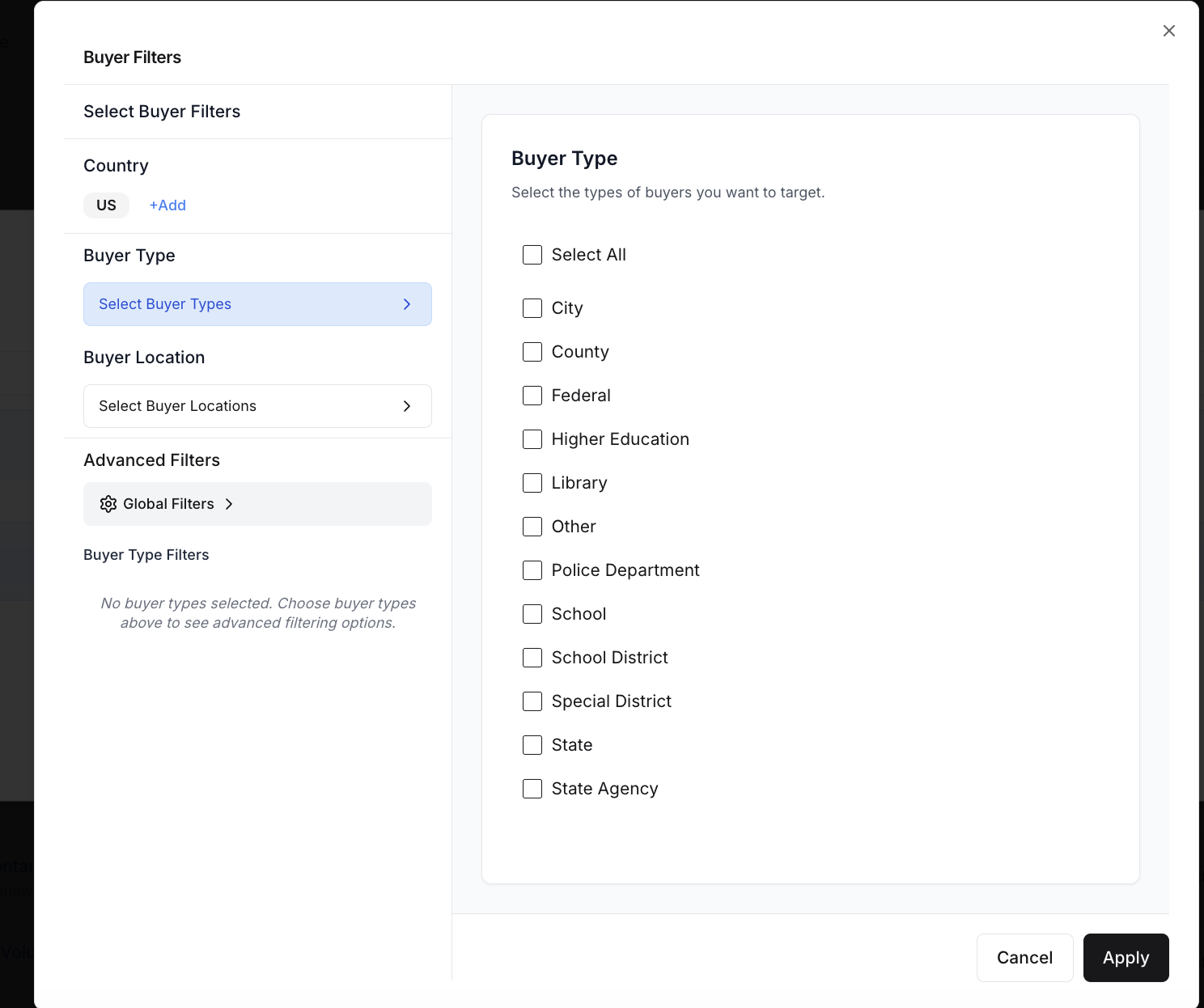 Dynamic buyer list configuration details