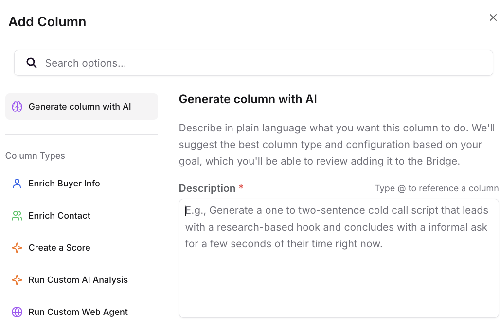 Creating a scoring column for the bridge