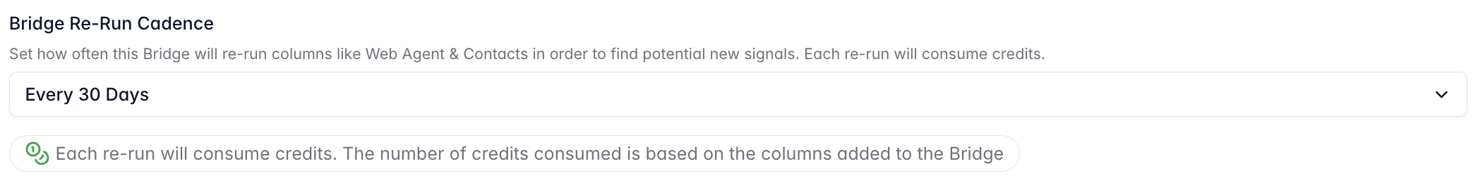 Cadence settings for Custom Web Signal Bridges