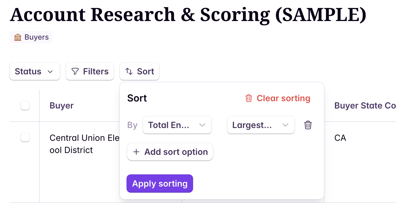Bridge view filters and sorting controls