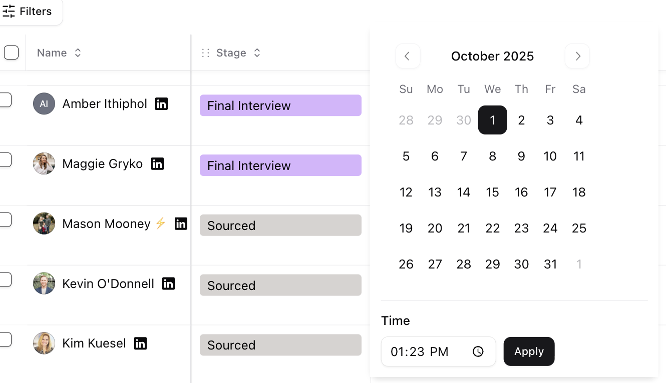 Tracking upcoming interviews — screenshot 2