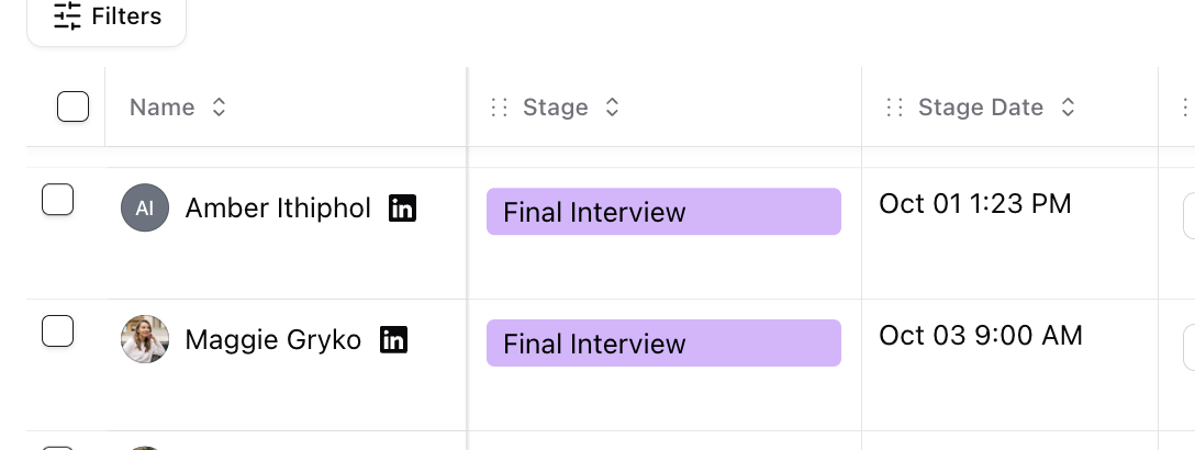 Tracking upcoming interviews — screenshot 1