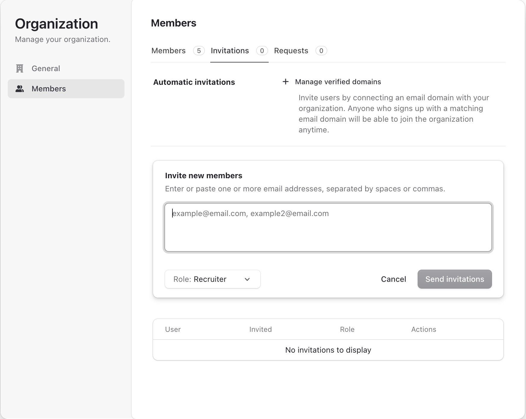 Inviting team members — screenshot 2