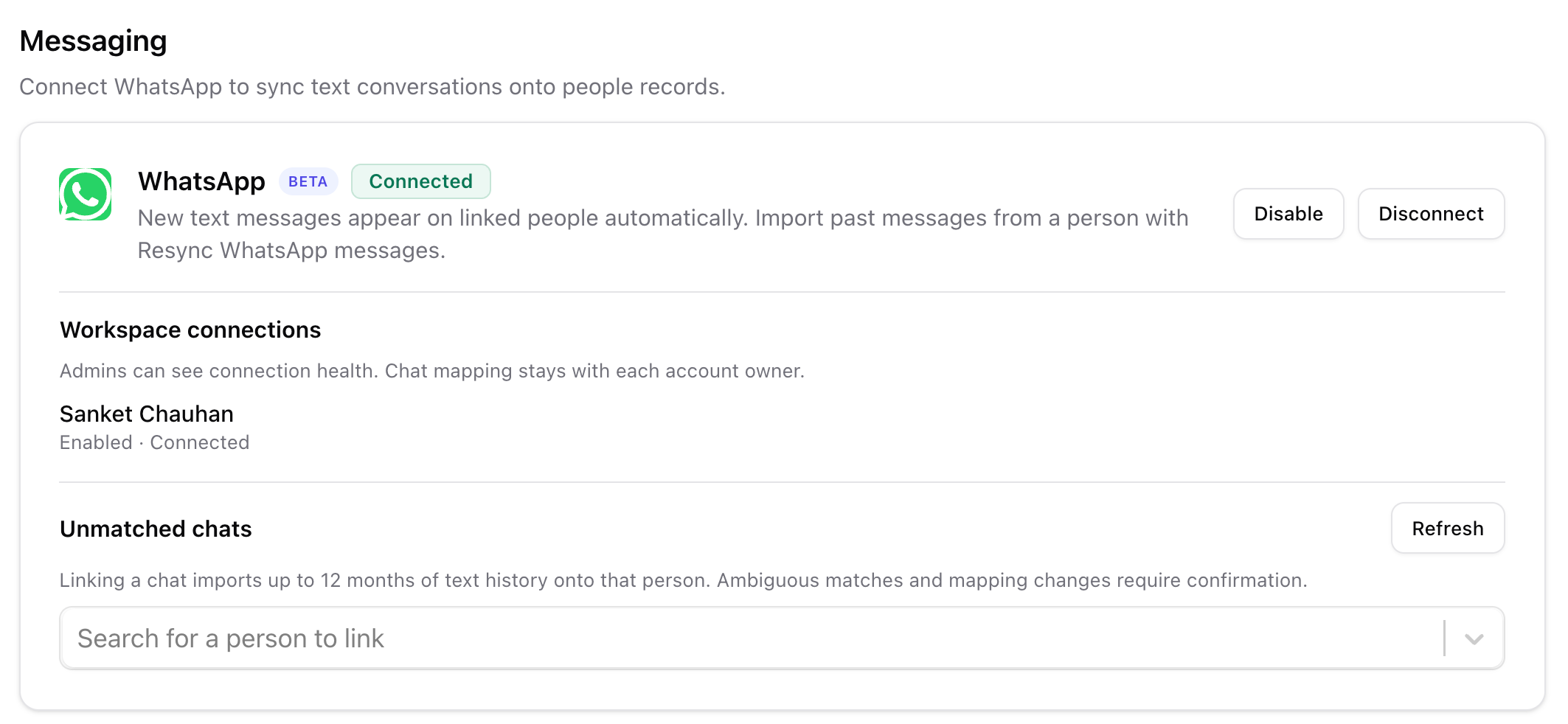 WhatsApp card on VoIP & messaging with Connect