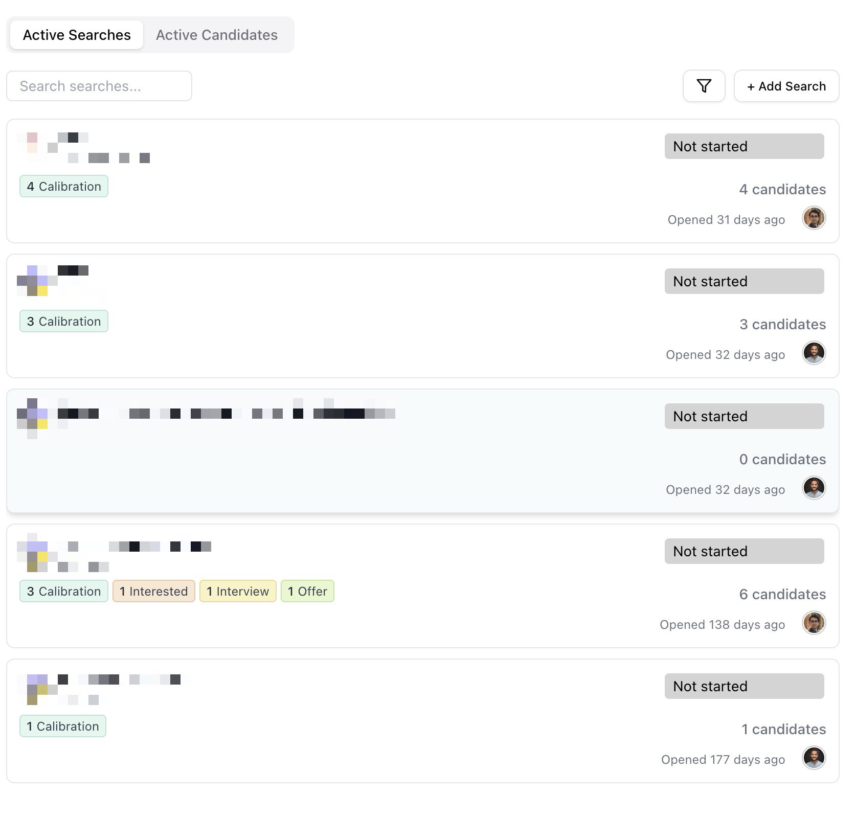 Left side — jobs and active candidates — screenshot 2