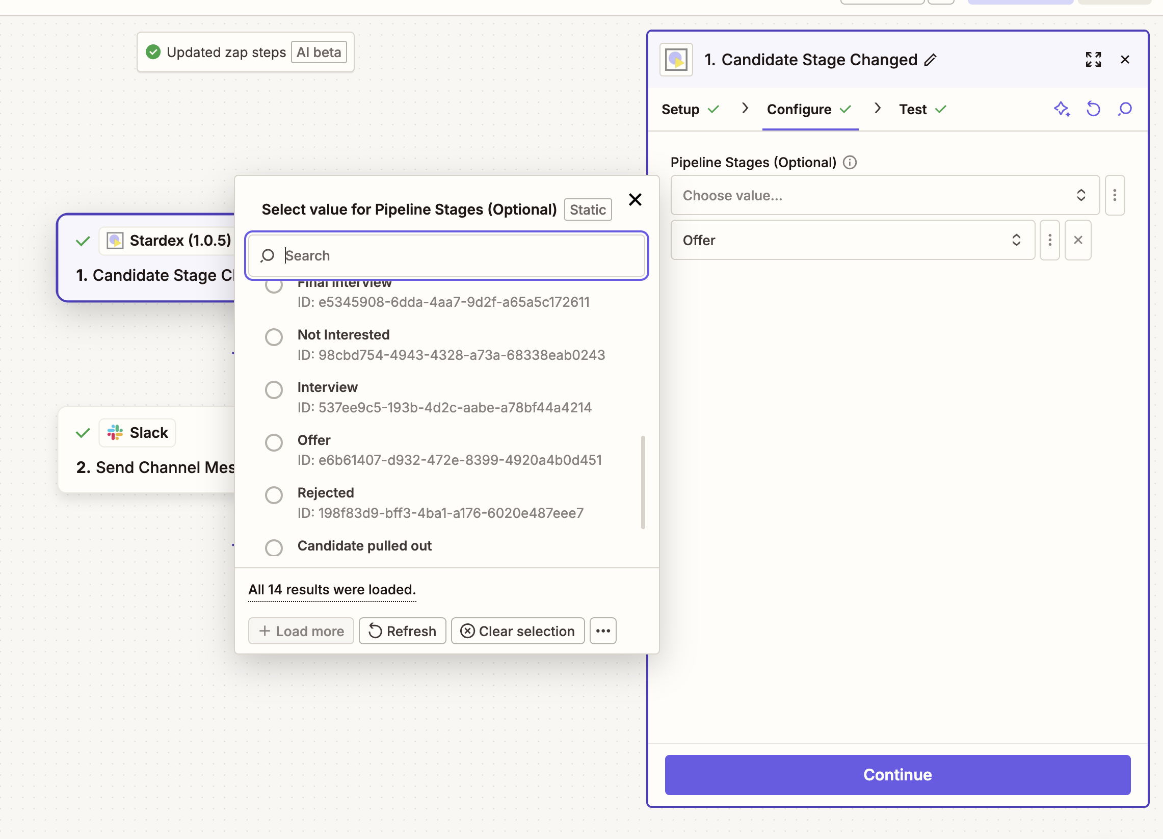Example: Send Slack notification when candidate reaches Offer stage — screenshot 8