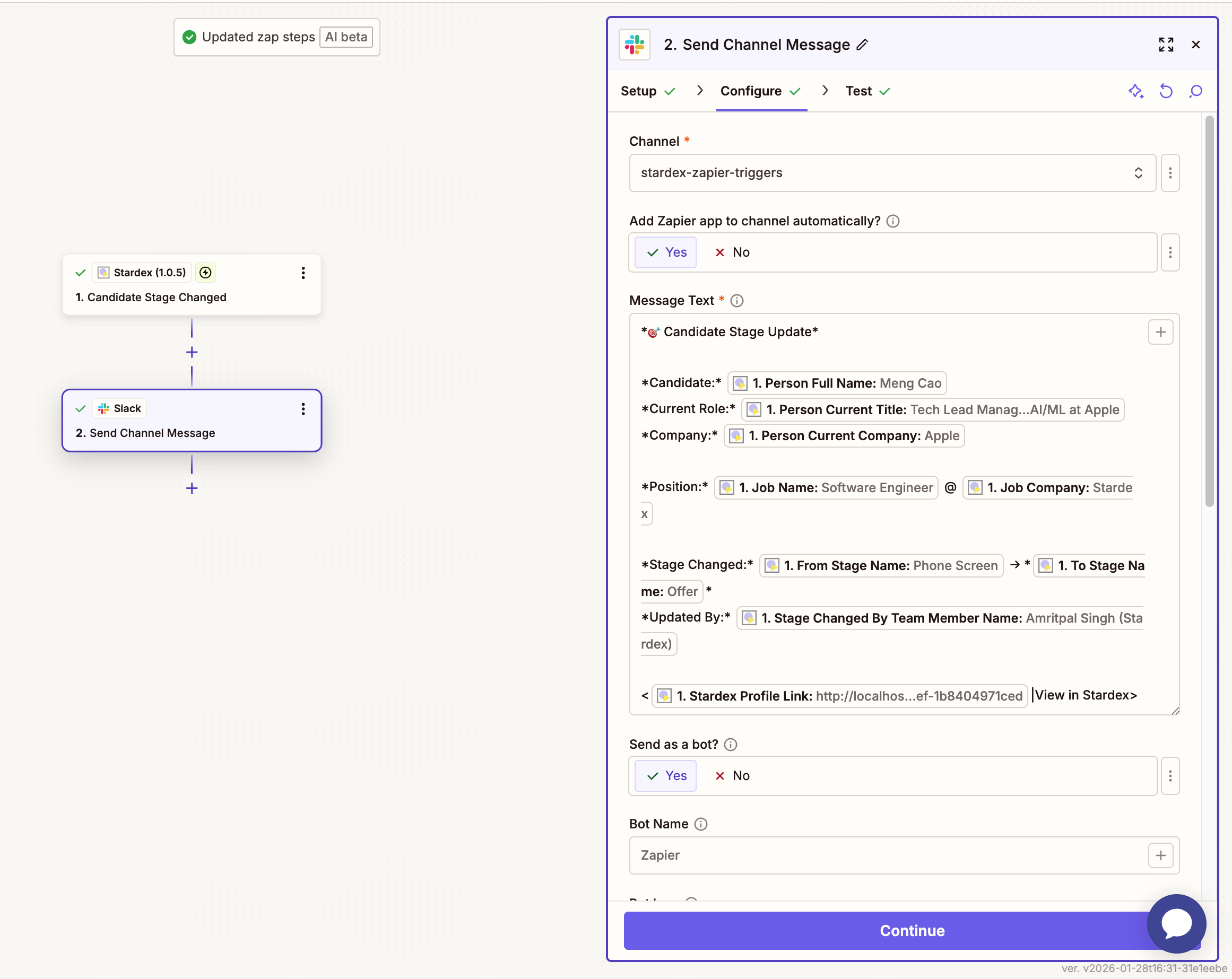 Example: Send Slack notification when candidate reaches Offer stage — screenshot 9