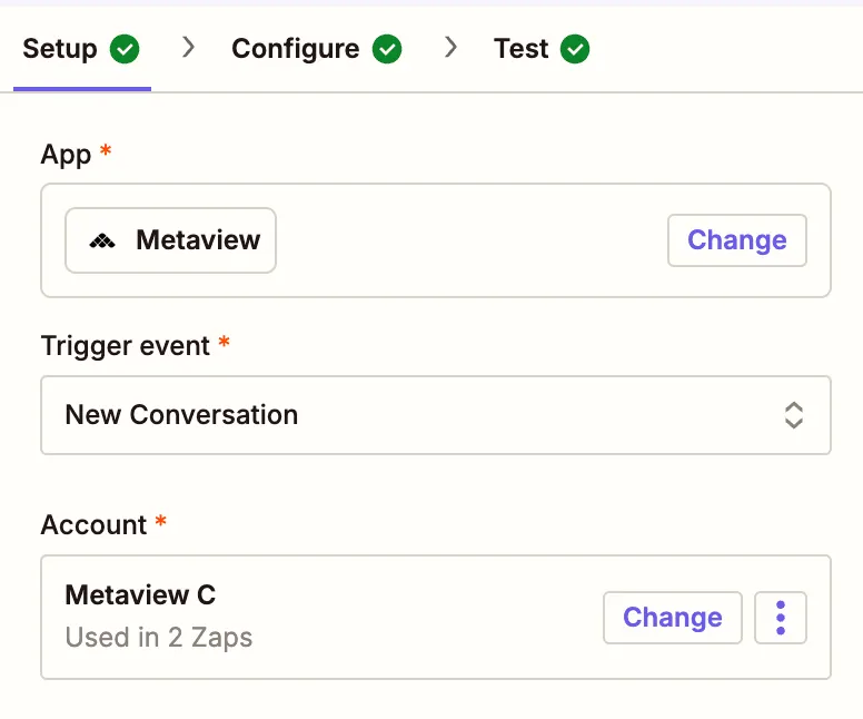 Zapier setup — screenshot 2