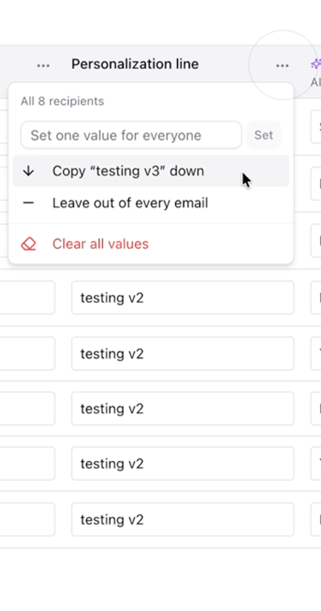 Copy top value down