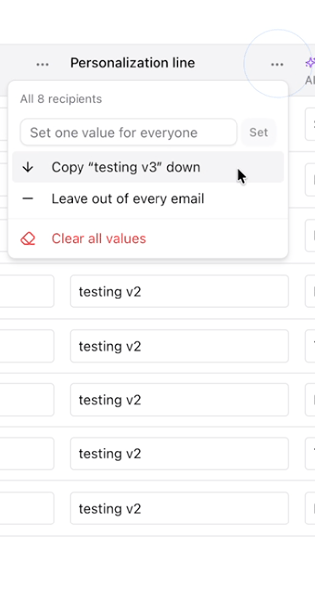Copy top value down