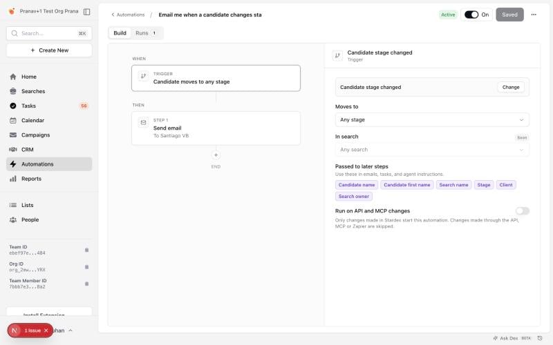 Turning it on for an automation — screenshot 2