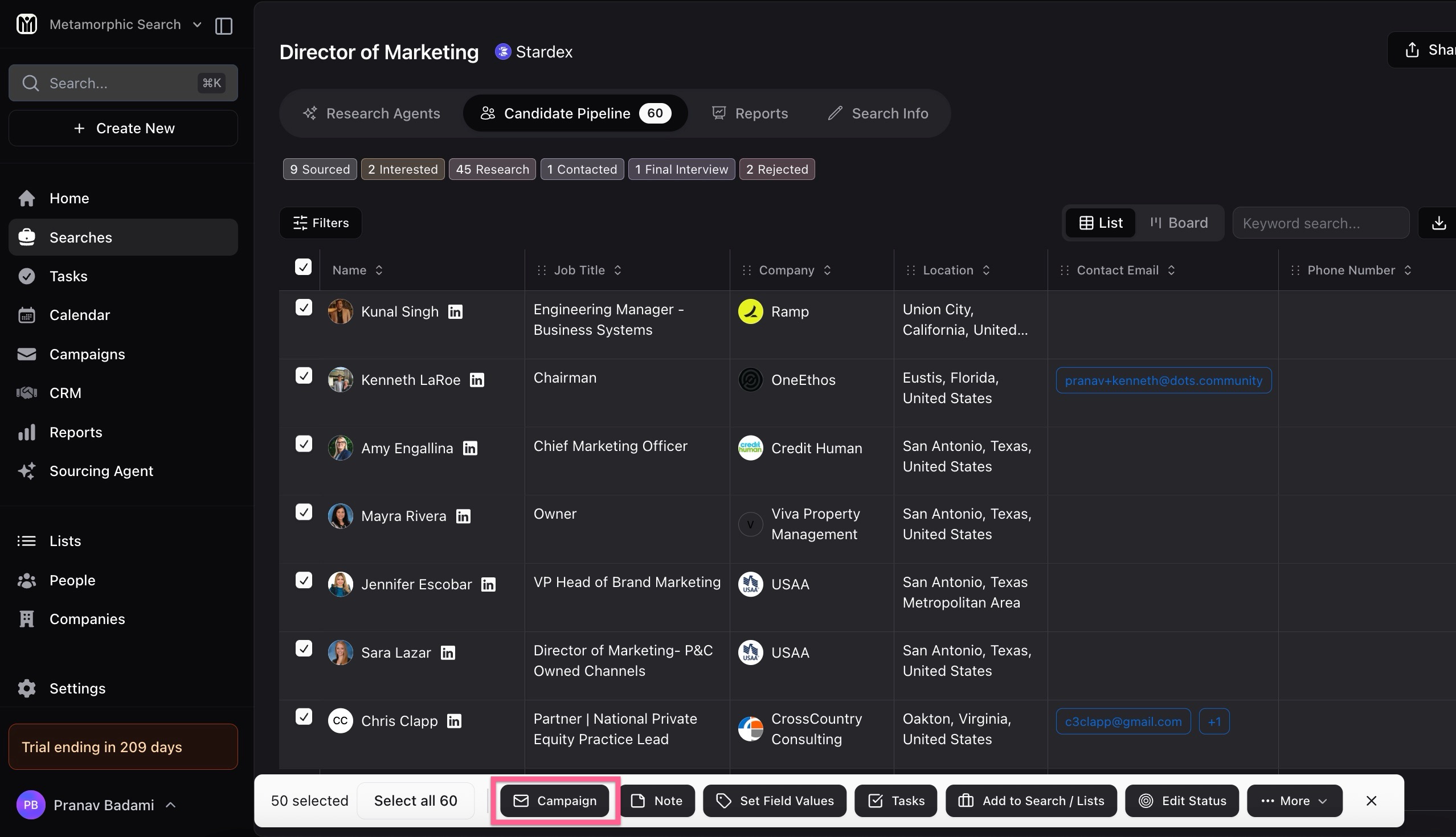 Bulk emailing candidates or clients — screenshot 2