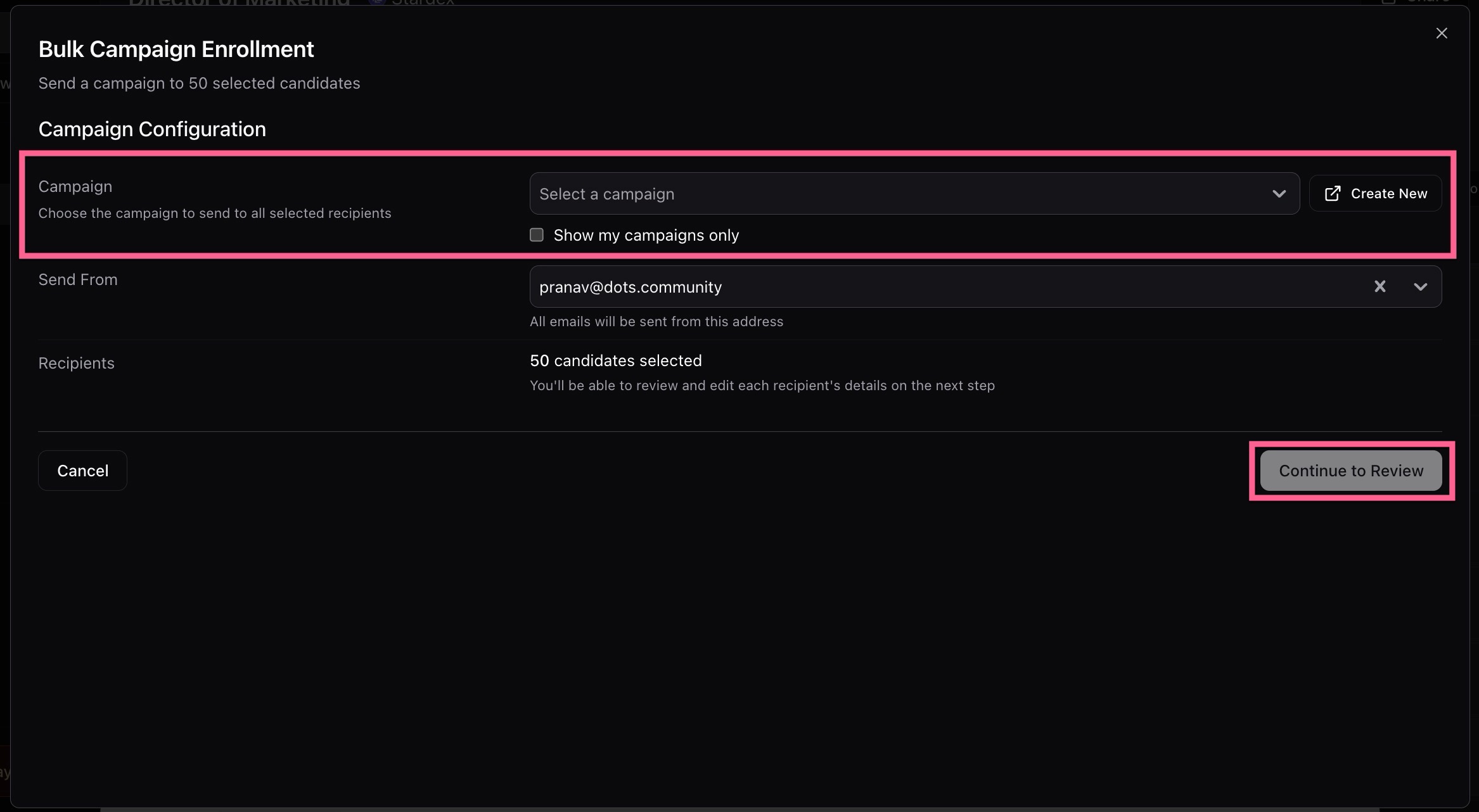 Bulk emailing candidates or clients — screenshot 3
