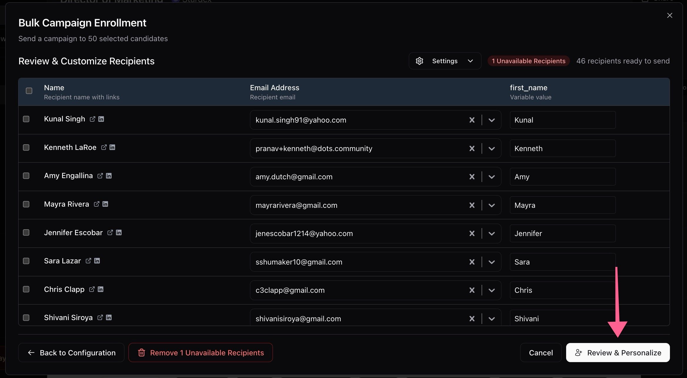 Bulk emailing candidates or clients — screenshot 5