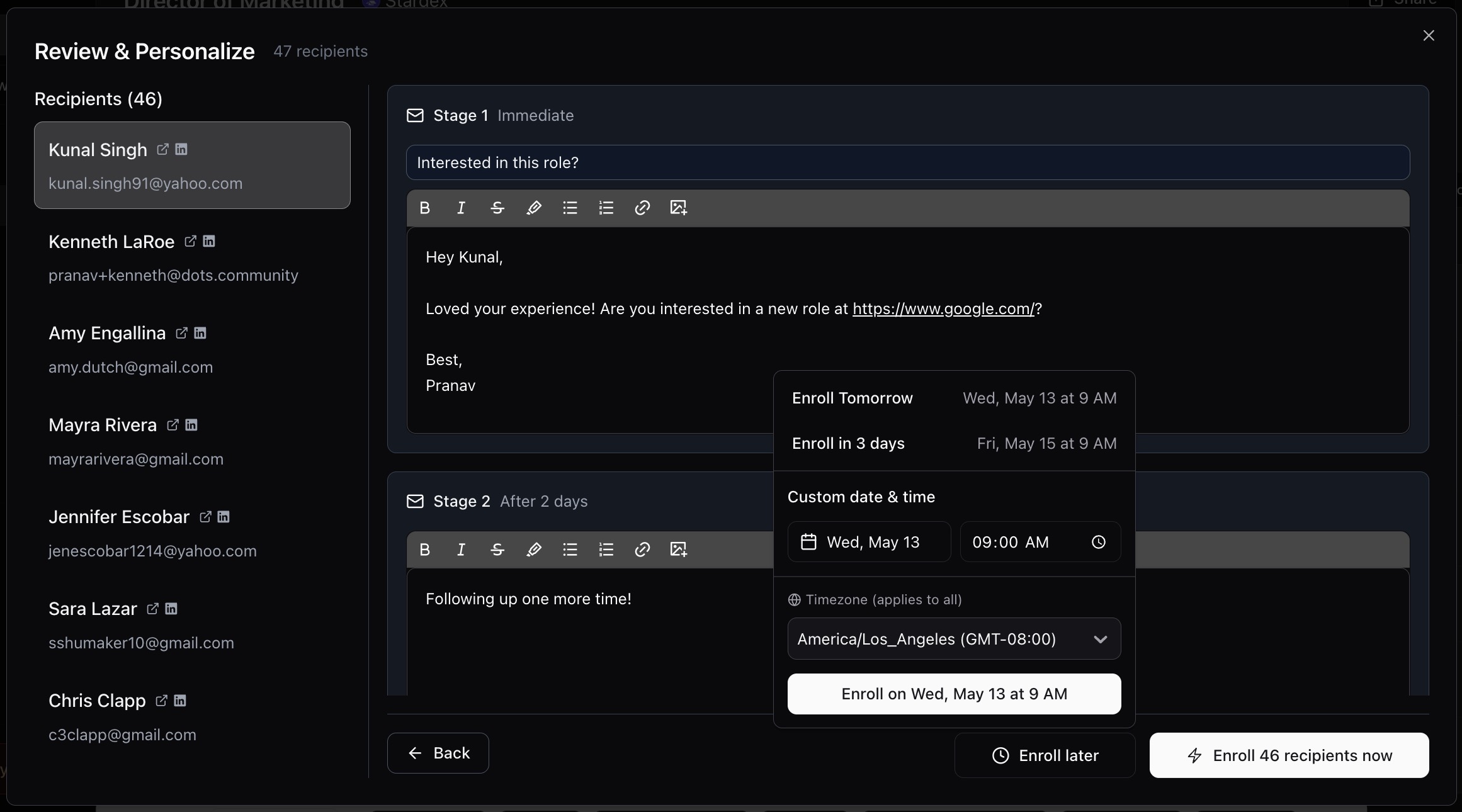 Bulk emailing candidates or clients — screenshot 6