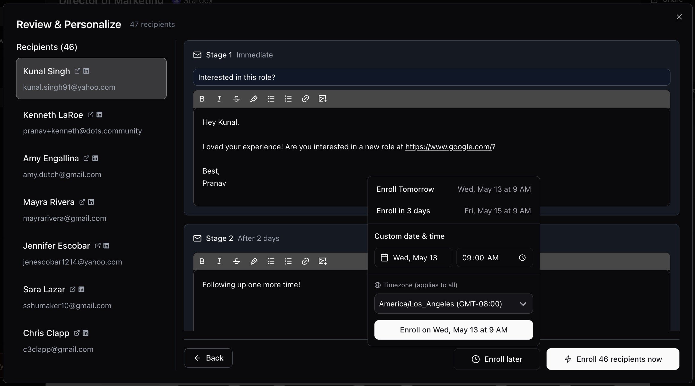 Bulk emailing candidates or clients — screenshot 6