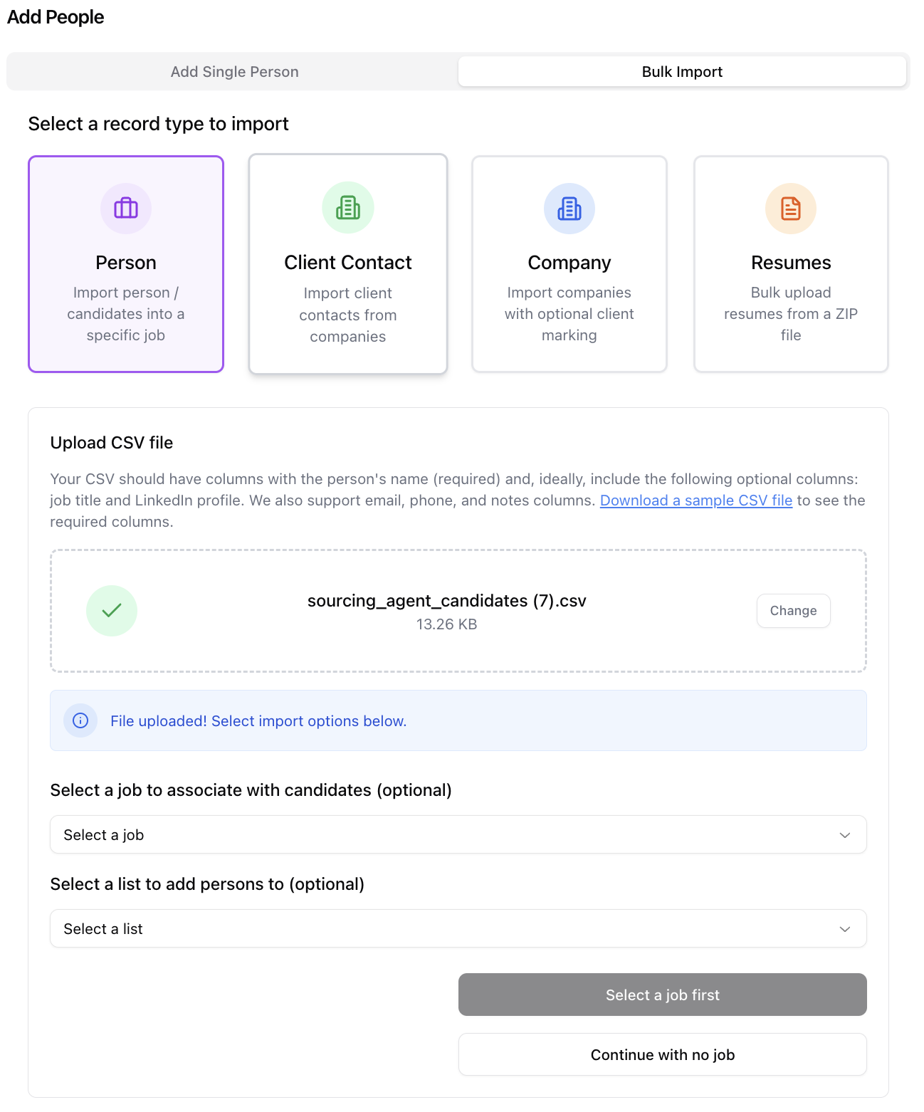 Bulk import candidates / clients / companies / resumes — screenshot 5