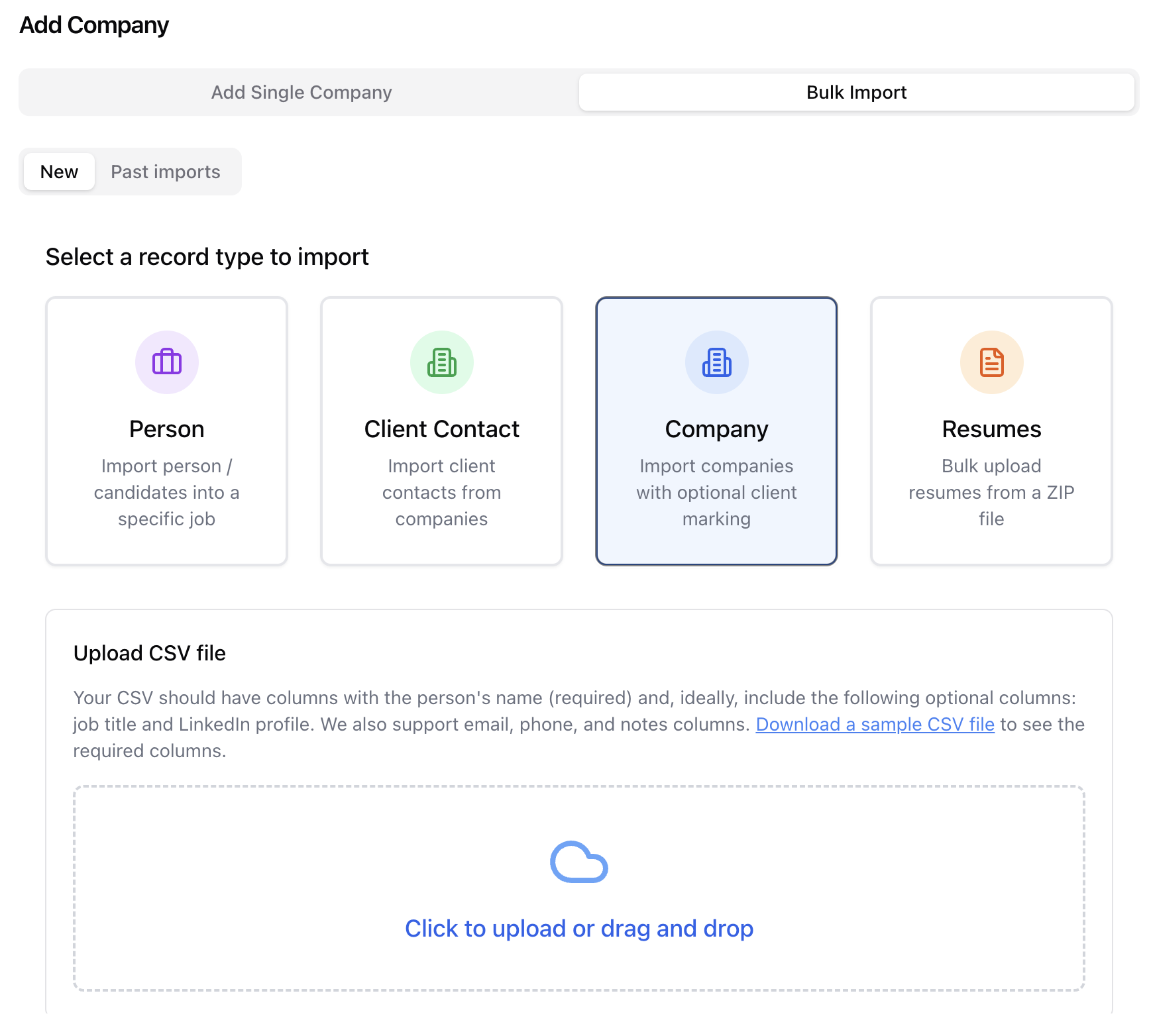 Bulk import candidates / clients / companies / resumes — screenshot 9