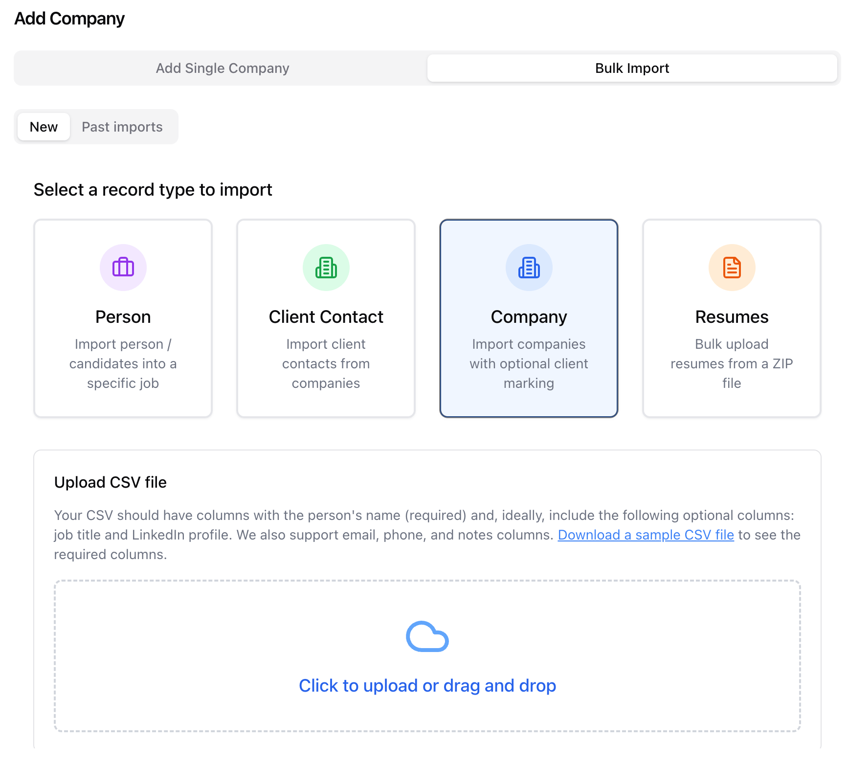 Bulk import candidates / clients / companies / resumes — screenshot 9
