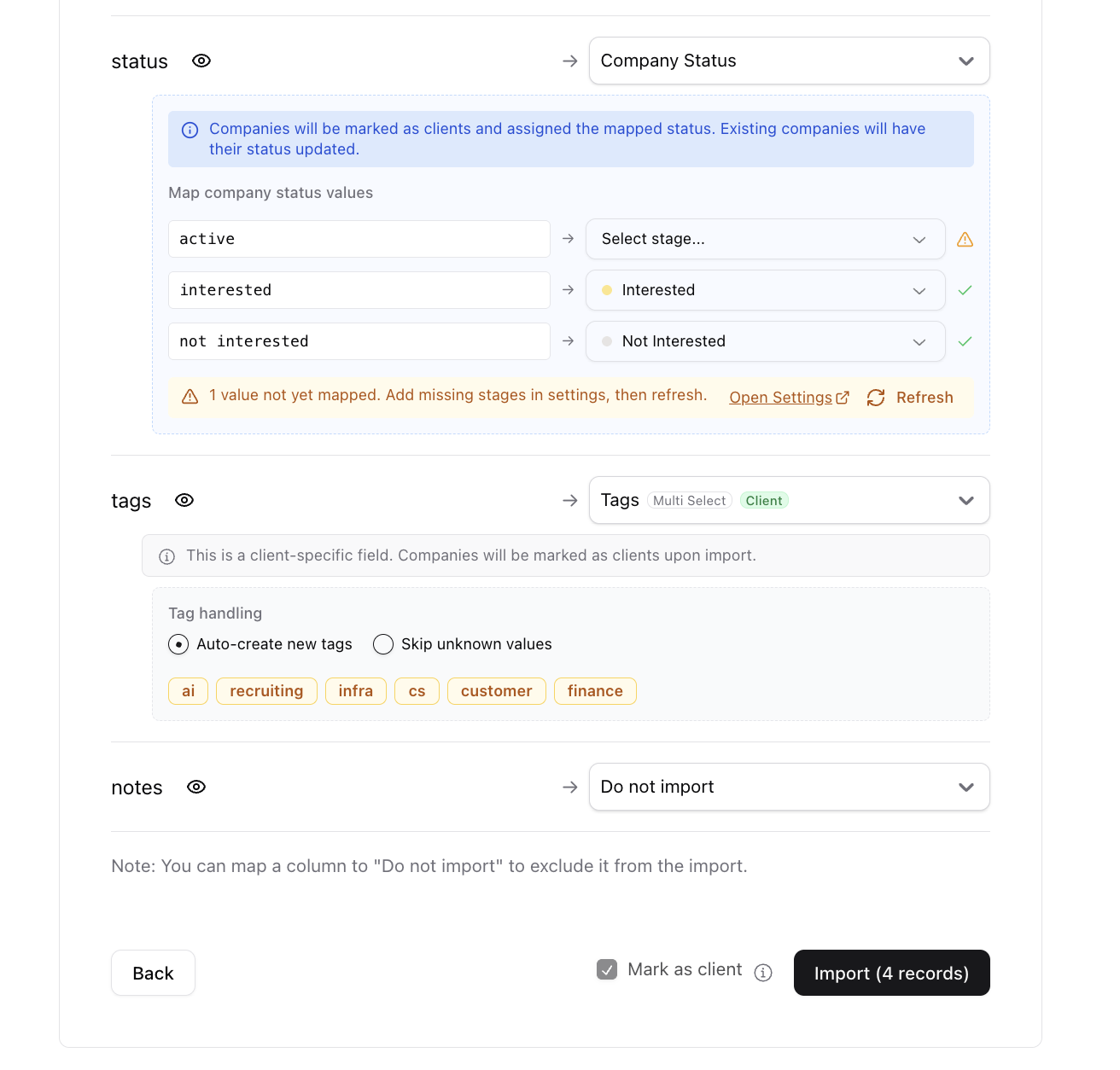 Bulk import candidates / clients / companies / resumes — screenshot 10