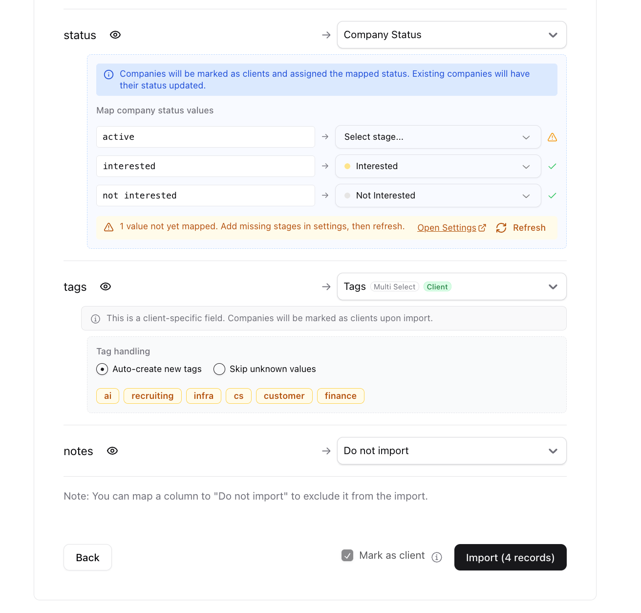 Bulk import candidates / clients / companies / resumes — screenshot 10