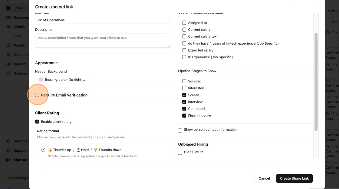 Creating a client sharable link from a job — screenshot 3