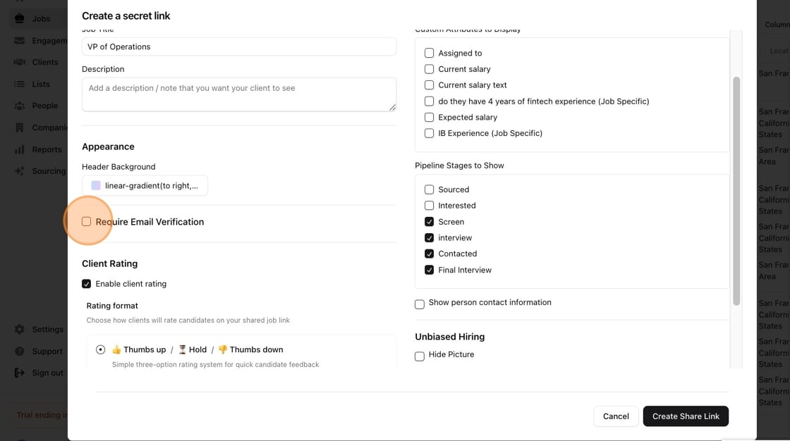 Creating a client sharable link from a job — screenshot 3
