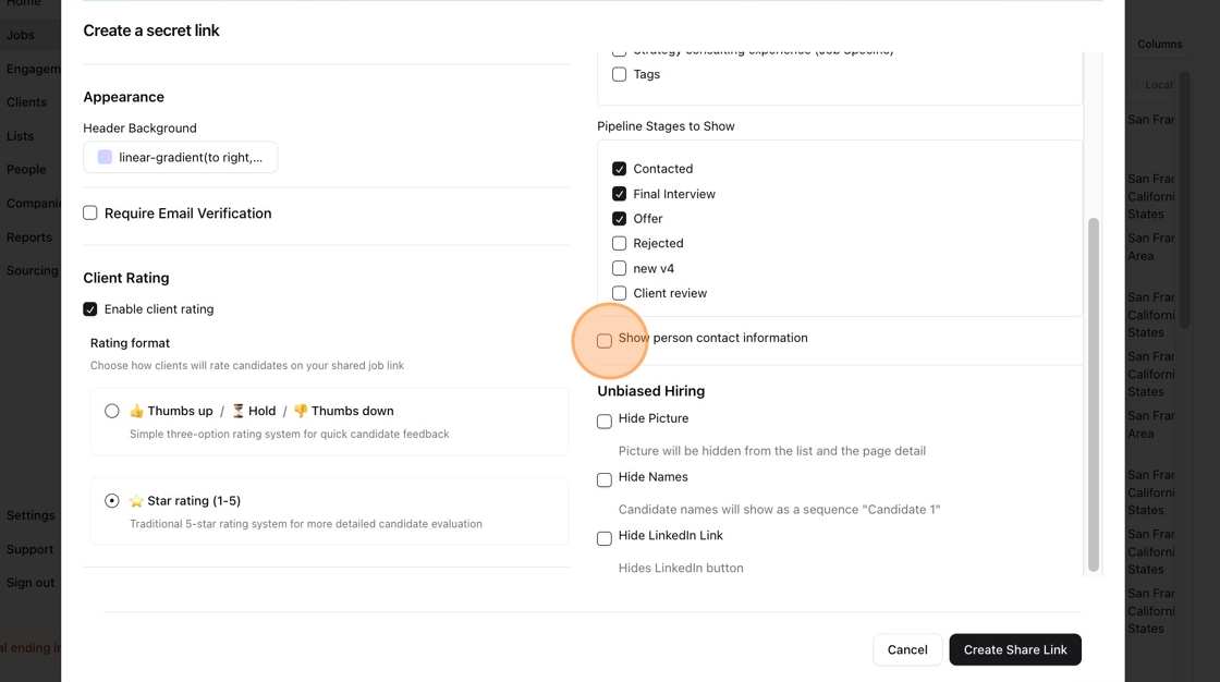 Creating a client sharable link from a job — screenshot 8