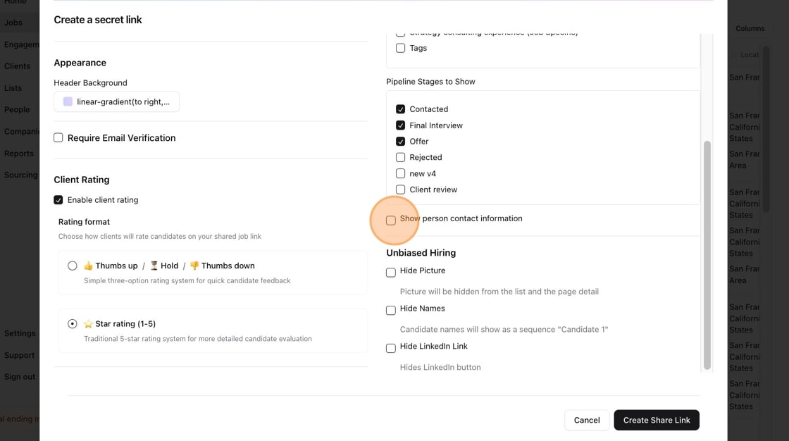 Creating a client sharable link from a job — screenshot 8