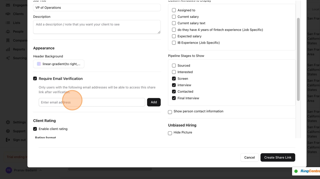Creating a client sharable link from a job — screenshot 4
