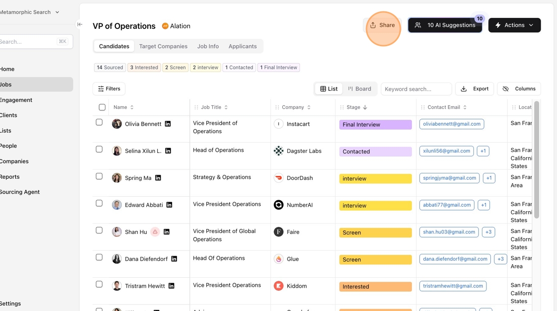 Creating a client sharable link from a job — screenshot 1