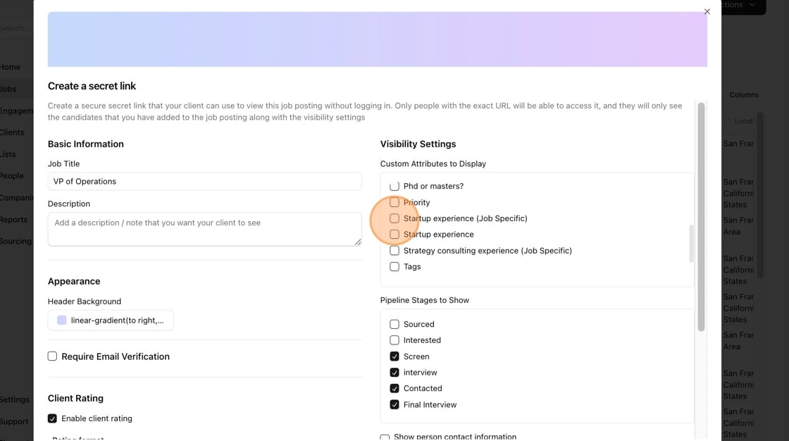 Creating a client sharable link from a job — screenshot 6