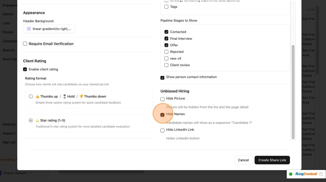 Creating a client sharable link from a job — screenshot 9