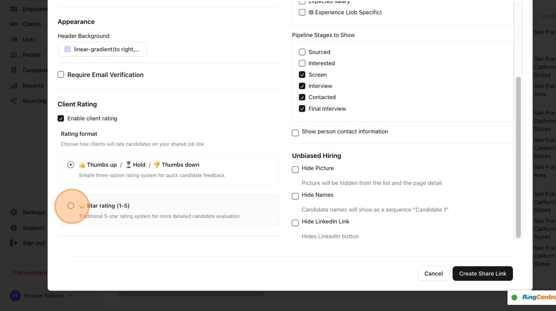 Creating a client sharable link from a job — screenshot 5