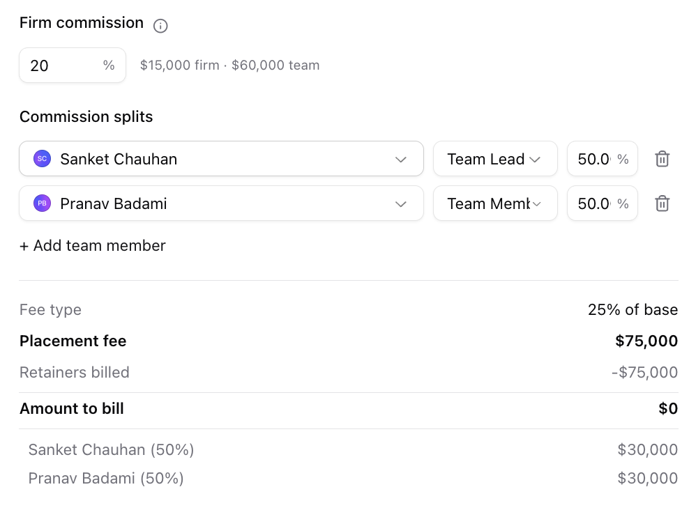What the placement form includes — screenshot 7