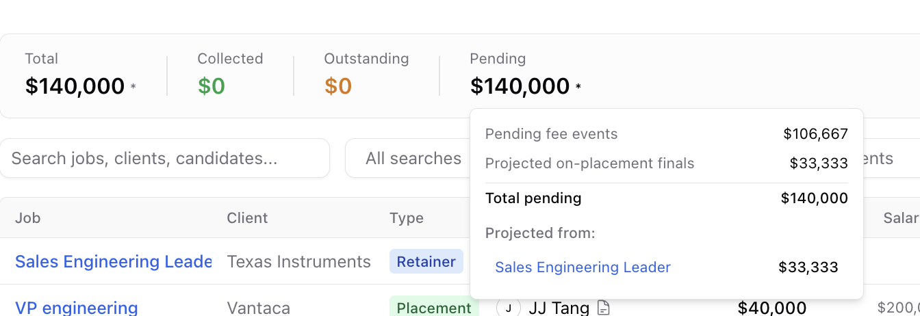 Fee event totals — screenshot 8