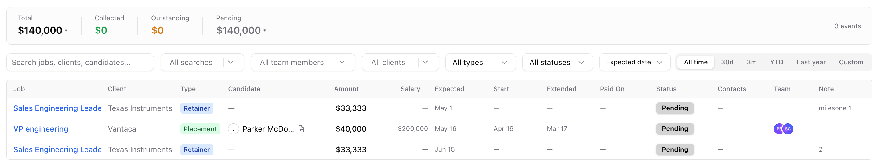 Placement Fee Tracking & Commissions — screenshot 1