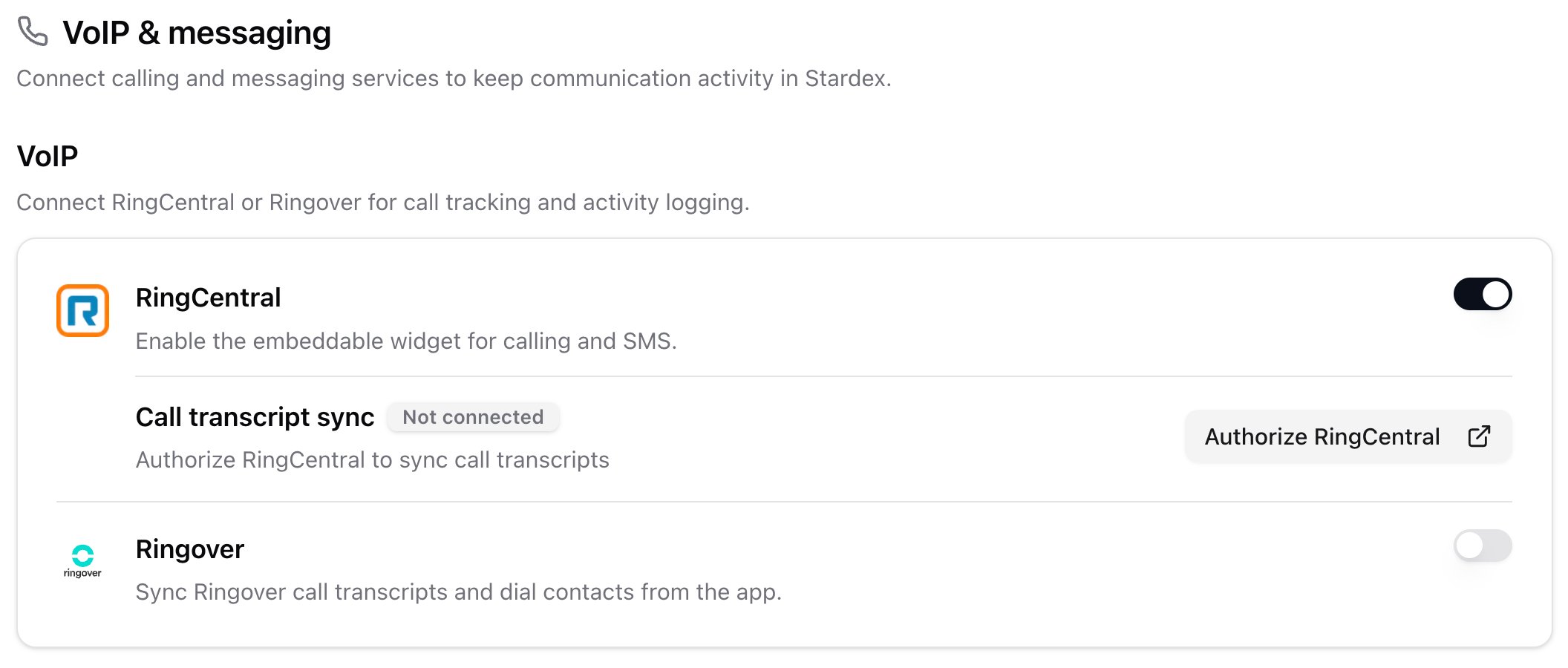 VoIP & messaging with RingCentral and Ringover cards