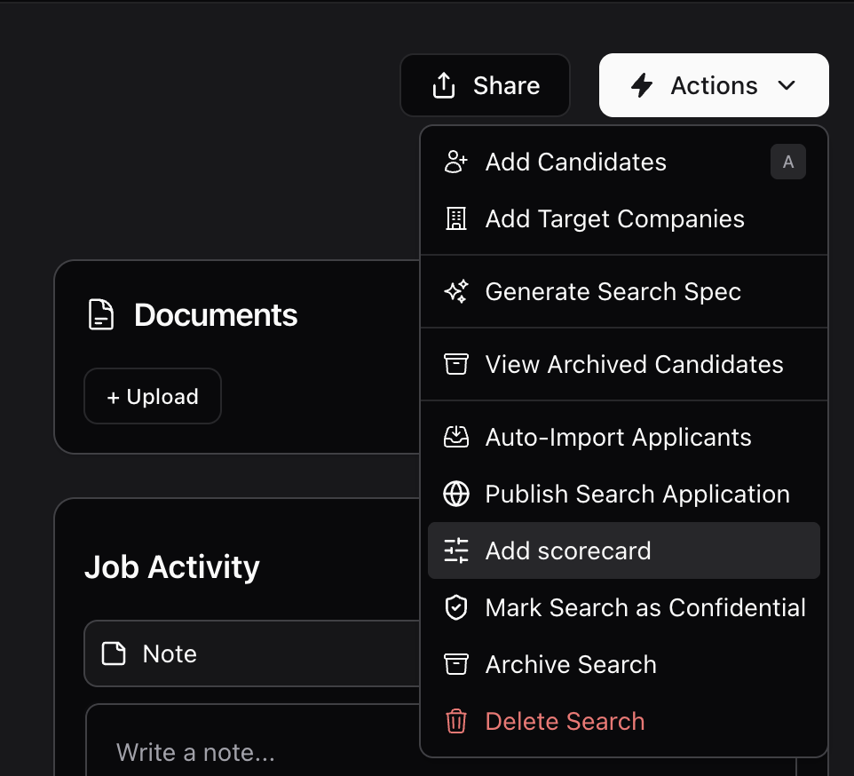 Add a Scorecard to a Search — screenshot 1