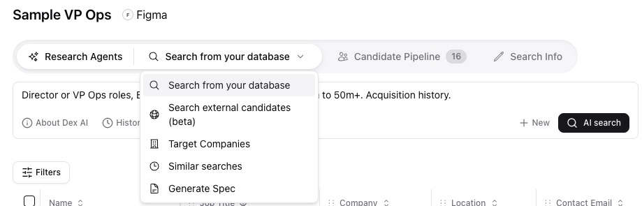 Search from inside a job (hero path) — screenshot 1