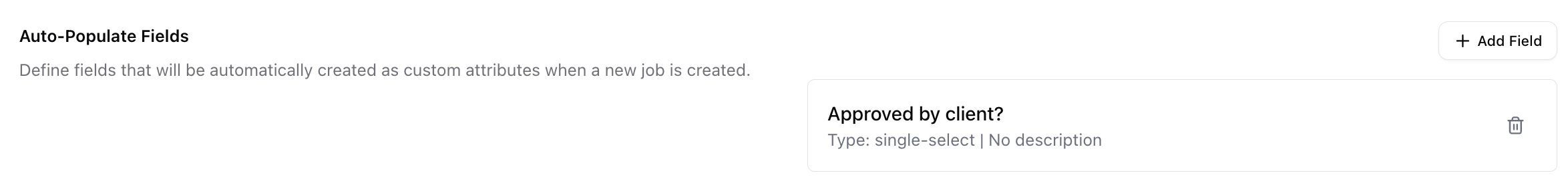 Setting up a job — screenshot 2