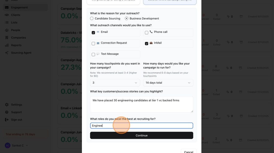 Setting up your multi-step outreach campaign — screenshot 6