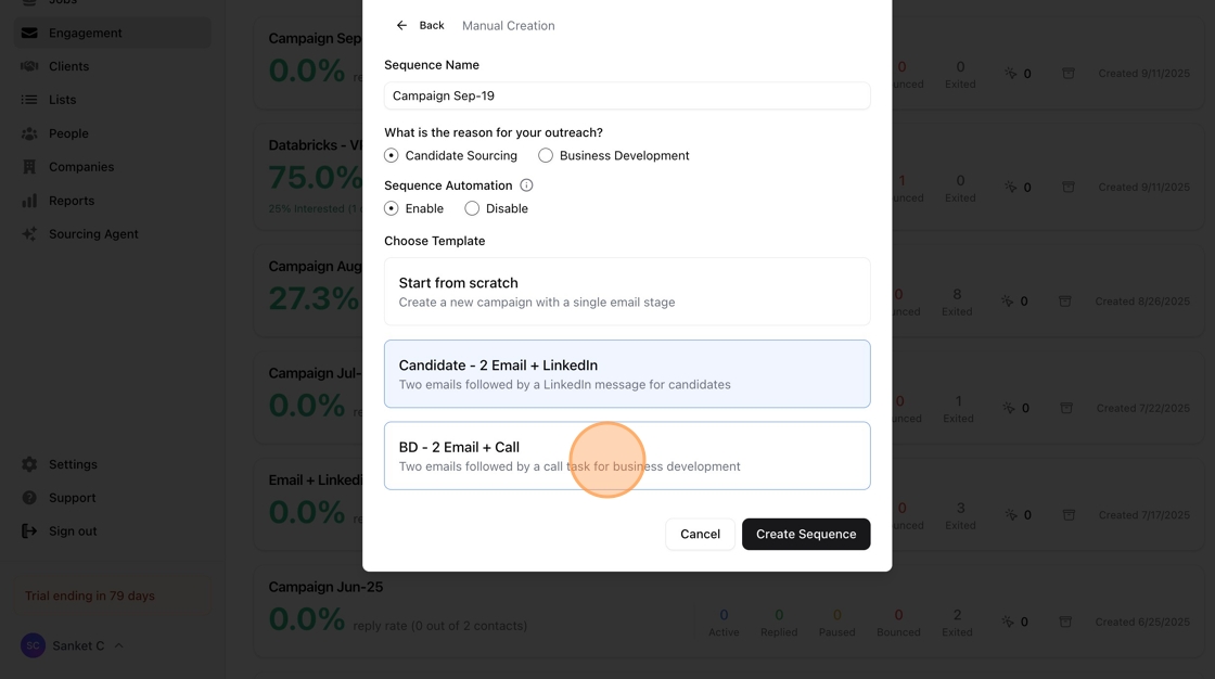 Setting up your multi-step outreach campaign — screenshot 4