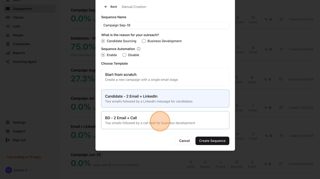 Setting up your multi-step outreach campaign — screenshot 4